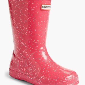 Girls Glitter Hunter Rainboots in Pink, Size 1 (Original First Class Rain Boot)